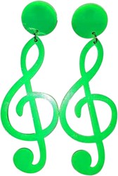 Oorbellen Eighties Muzieknoten Neon Groen