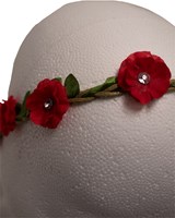 Haarbandje met Bloemen Rood met Strass (detail)