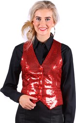 Dames Pailletten Gilet Luxe Rood