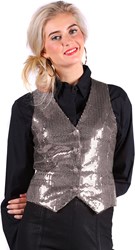 Dames Pailletten Gilet Luxe Zilver