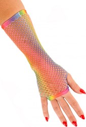 Nethandschoenen Vingerloos Lang Rainbow-Regenboog