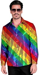 Heren Blouse Regenboog Pailletten