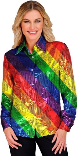 Dames Blouse Regenboog Pailletten