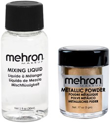 Mehron Metallic Powder Gold + Mixing Liquid