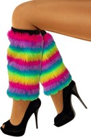 Pluche Beenwarmers Regenboog Streep