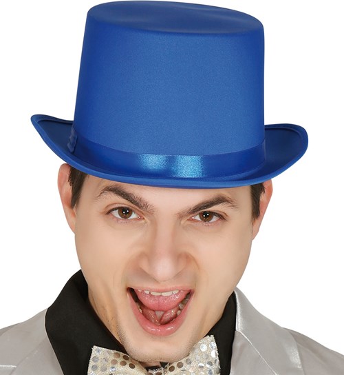 Hoge Hoed Satijn Blauw