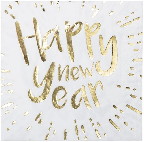 Servetten Happy New Year 33x33cm - 12st