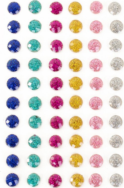 Body Jewel Rondje Glitter 6mm 6 Kleuren 60st.