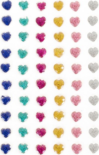 Body Jewel Hartje Glitter 6mm 6 Kleuren 60st.