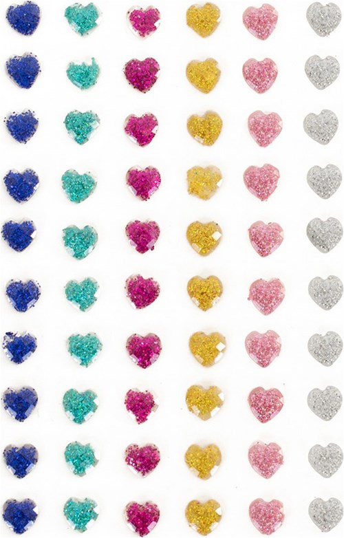Body Jewel Hartje Glitter 6mm 6 Kleuren 60st.