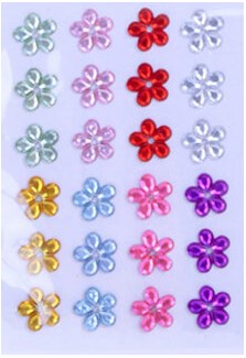 Body Jewel Bloemetjes 10mm Assorti Kleur 24st.