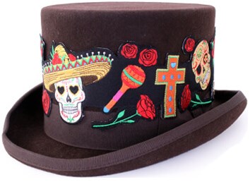 Hoedenband Applicatie Day of the Dead (65cm) (voorbeeld 1)