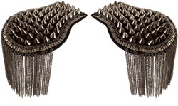 Epauletten met Spikes en Kettingen Metallic Grijs (2st)