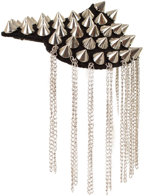 Epaulettenkapje met Spikes en Kettingen Zilver (2st) (zijkant)