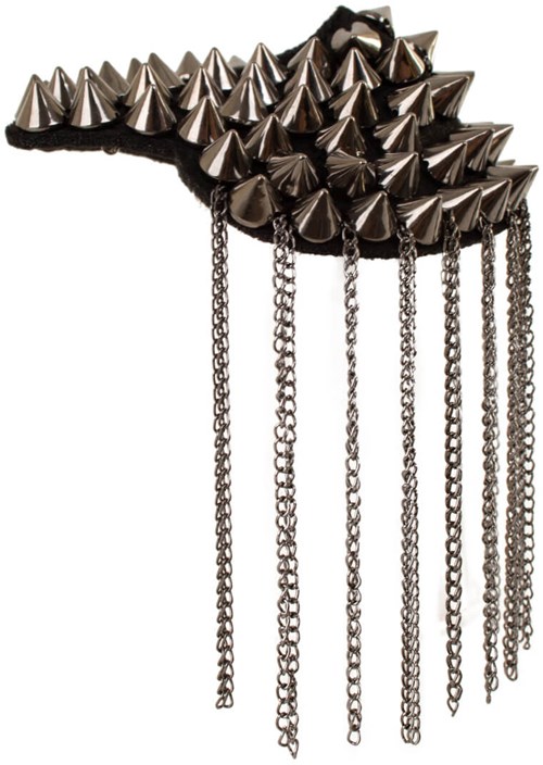Epaulettenkapje met Spikes/Kettingen Metallic Grijs (zijkant)