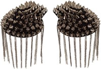 Epaulettenkapje met Spikes/Kettingen Metallic Grijs