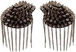 Epaulettenkapje met Spikes/Kettingen Metallic Grijs