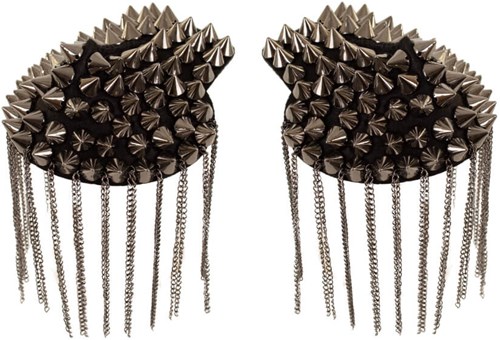 Epaulettenkapje met Spikes/Kettingen Metallic Grijs