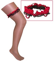 Kousenband Zwart/Rood