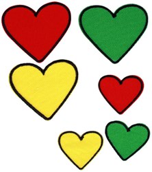 Embleem Hartjes Rood-Geel-Groen - 6st