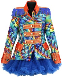 Dames Blazer Orange Rainbow Feathers