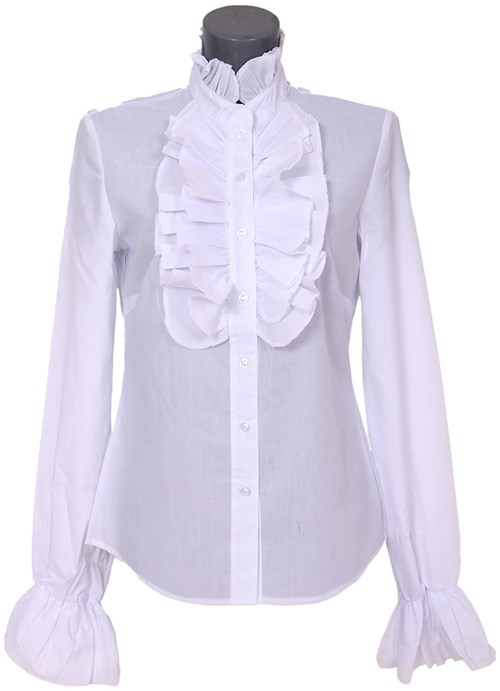 Witte Dames Blouse met Ruches