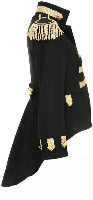 Dames Carnavalsjas Zwart-Goud Luxe (zijkant)