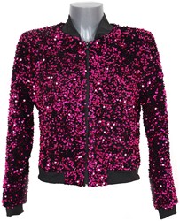 JOGAL Heren metallic pailletten baseball bomberjack jaren 70 disco party kostuum, zwart, XXL