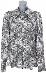 Heren Disco Blouse Zilver-Zwart