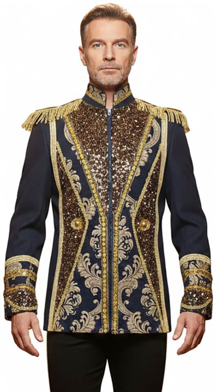 Carnavalsjas Heren Firenze Donkerblauw-Goud
