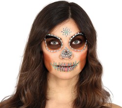 Face Jewels Skull Catrina Turquoise-Zilver