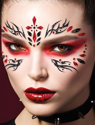 Face Jewels Gothic Rood-Zwart
