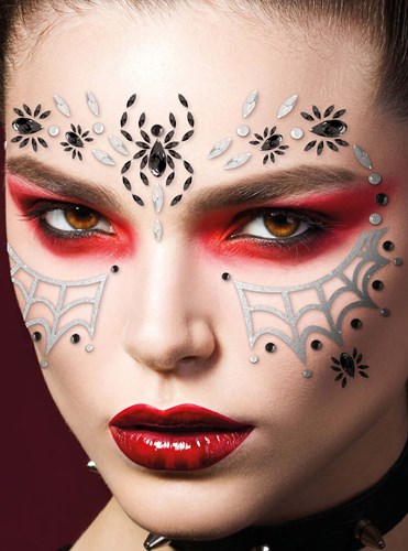 Face Jewels Spider Zilver-Zwart