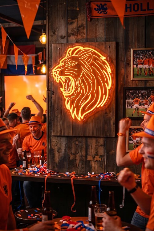 LED Neon Sign Oranje Leeuw Holland - 41x50cm (sfeer afbeelding)