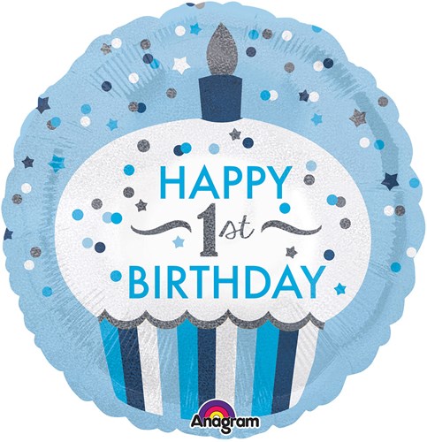 Folieballon Happy 1st Birthday Boy (45cm)