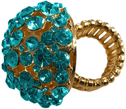 Ring Bling Bling met turquoise diamanten 