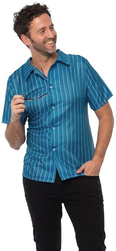 Retro Seventies Shirt Blauw