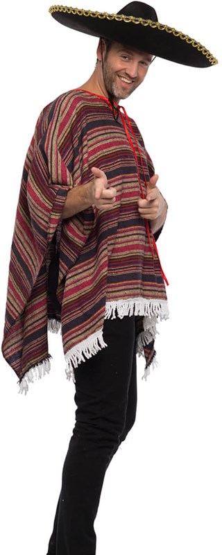 Mexicaanse Poncho Authentiek (Woven) (zijkant)