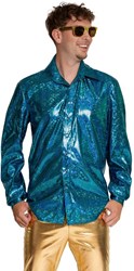 Heren Disco Shirt Shiny Turquoise