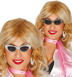 Bril Sixties Wit met Zwarte Stippen