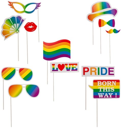 Photo Booth Props Pride Regenboog (12st)