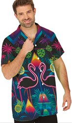 Hawaii Shirt Neon Flamingo's
