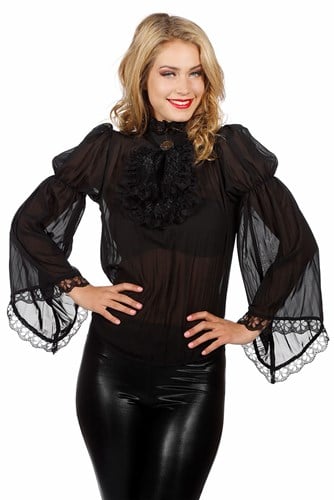 Luxe Piratenblouse Zwart voor dames