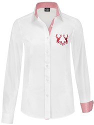 Tiroler Trachtenblouse Rood/Wit Luxe voor dames