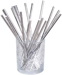 Papieren Rietjes Zilver 20cm - 20st