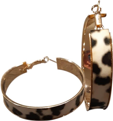 Oorbellen Parelmoer Sneeuw Panter (45mm)