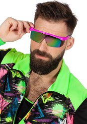 Jaren 80 Disco Bril Neon Roze