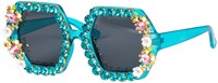 Hippie Bril Turquoise met Steentjes en Bloemtjes