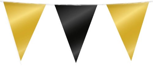 Vlaggenlijn Metallic Goud/Zwart - 10m
