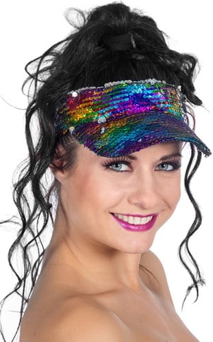 Zonneklep met Regenboog Pailletten